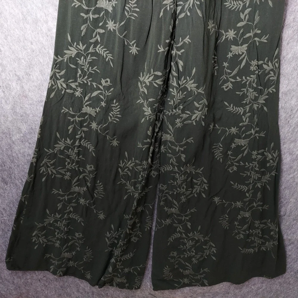 GUESS Outfit Women M Floral Embroidered Off Shoulder Top Pants Wide‎ Leg Smocked